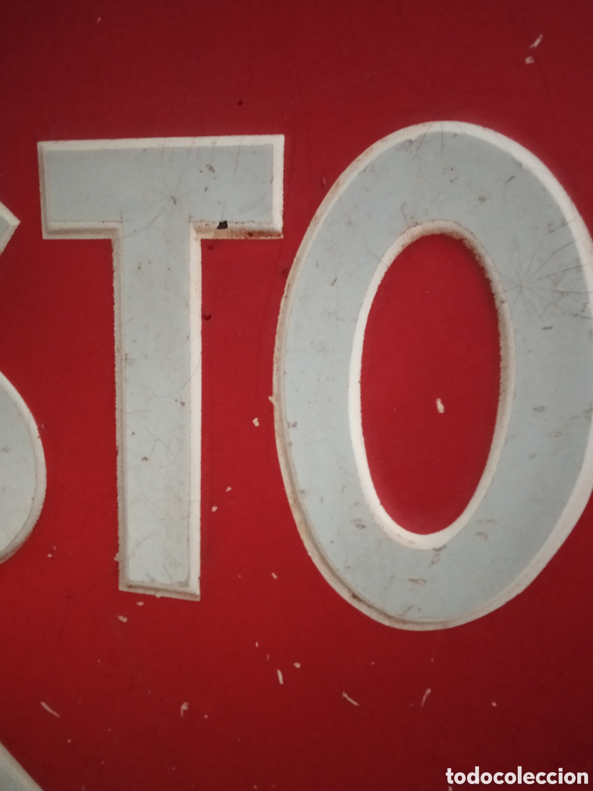 Coleccionismo: STOP , se&ntilde;al en Relieve retirada , aprox. 60 x 60 cm - Foto 4