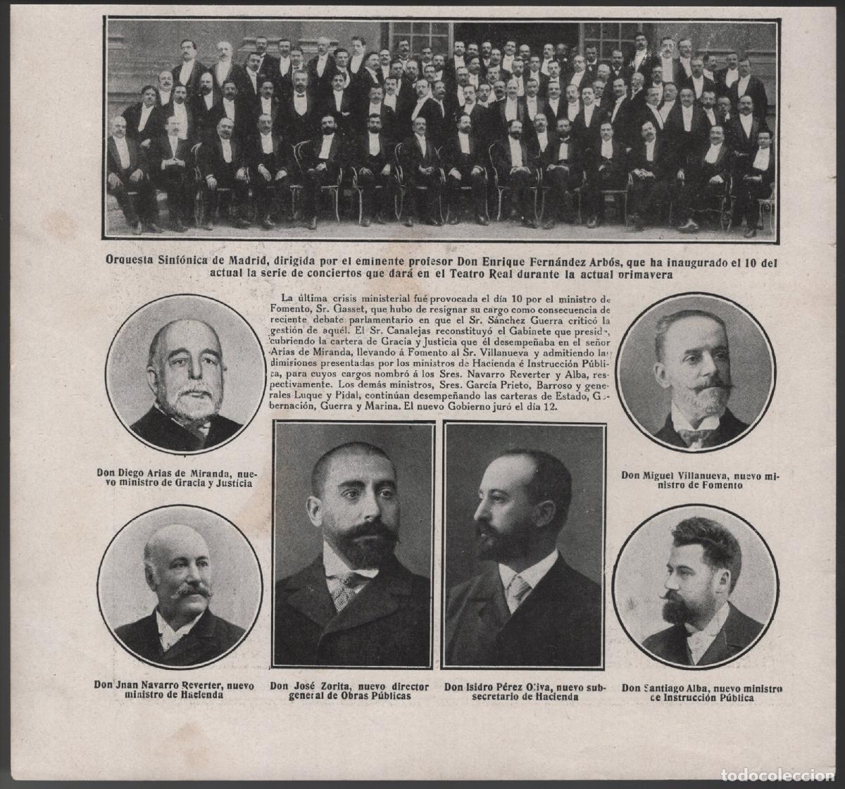 Collecting paper: ORQUESTA SINF&Oacute;NICA DE MADRID DIRIGIDA POR DON ENRIQUE FERN&Aacute;NDEZ ARB&Oacute;S - RECORTE REVISTA 1912