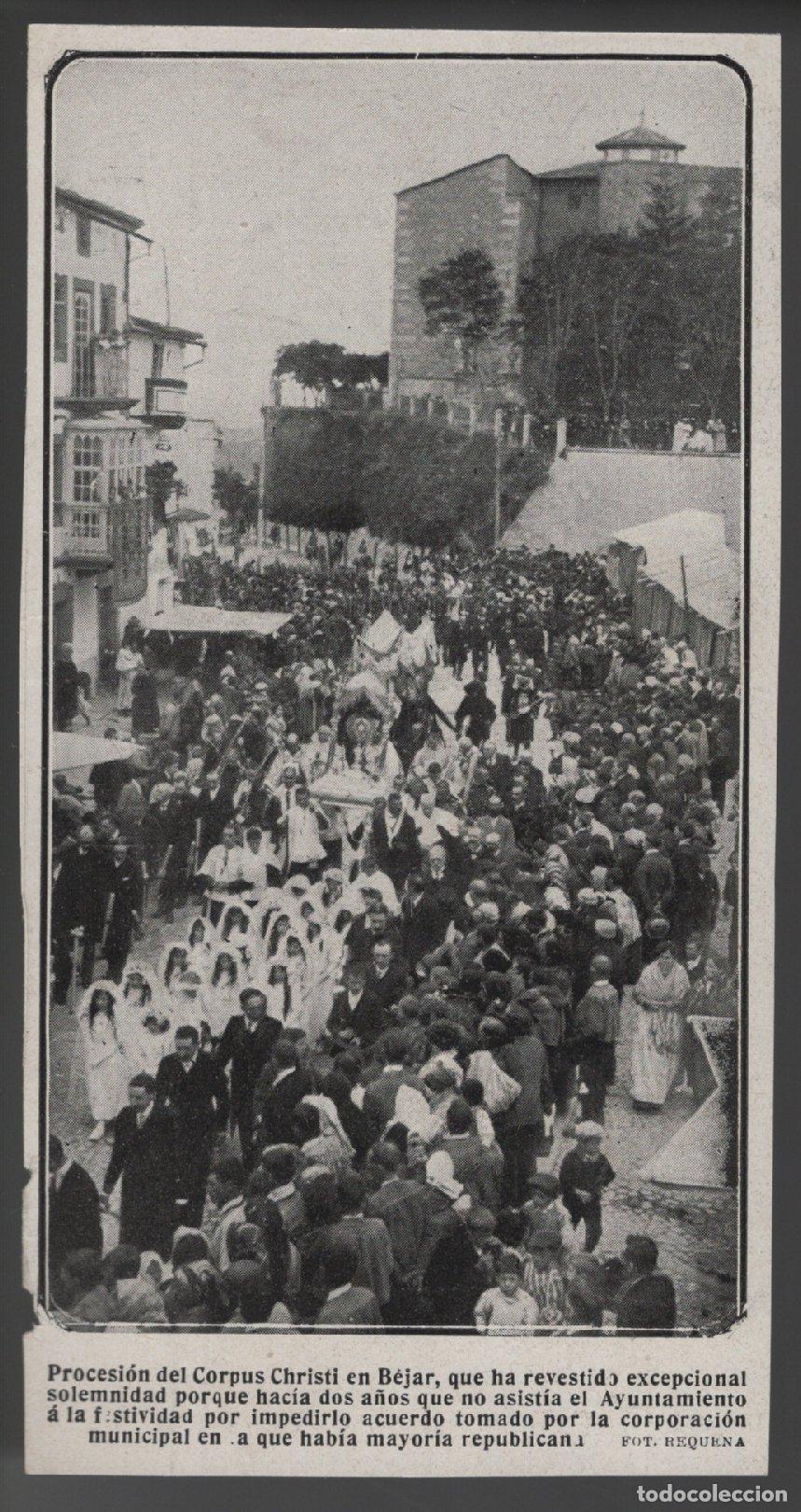 Colecionismo: PROCESI&Oacute;N DEL CORPUS CHRISTI EN B&Eacute;JAR - RECORTE REVISTA JUNIO 1912