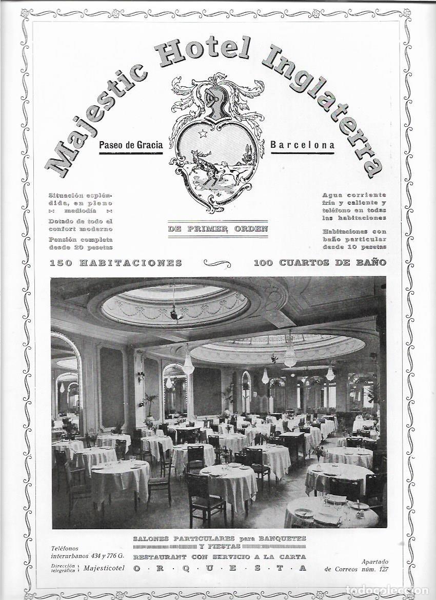 Sammelleidenschaft Papier: A&Ntilde;O 1924 1925 RECORTE PRENSA PUBLICIDAD MAJESTIC HOTEL INGLATERRA BARCELONA RESTAURANTE