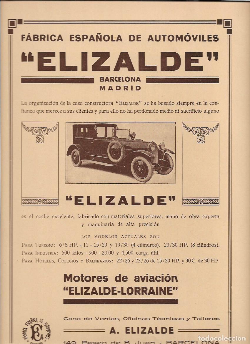 Coleccionismo: A&Ntilde;O 1924 1925 RECORTE PRENSA PUBLICIDAD ELIZALDE FABRICA ESPA&Ntilde;OLA AUTOMOVIL MOTORES AVIACION