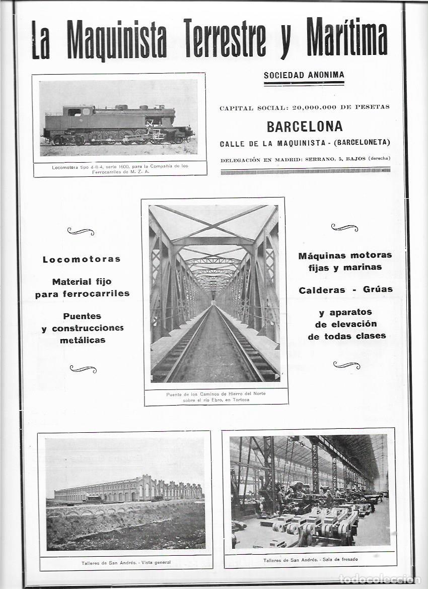 Colecionismo: A&Ntilde;O 1924 1925 RECORTE PRENSA PUBLICIDAD LA MAQUINISTA TERRESTRE Y MARITIMA FABRICA BCNA LOCOMOTORA
