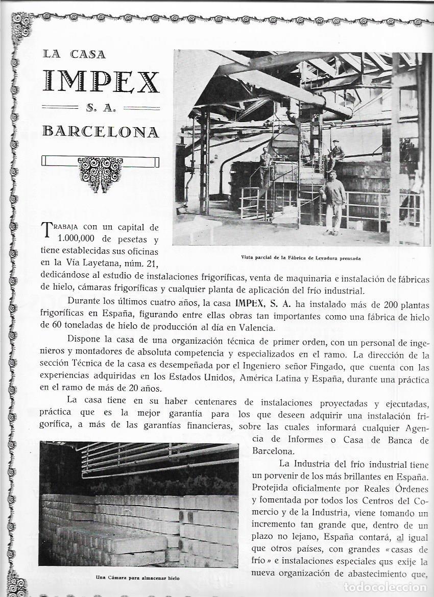 Collezionismo: 1924 1925 RECORTE PRENSA PUBLICIDAD INDUSTRIA CASA IMPEX BARCELONA INSTALACIONES FRIGORIFICAS