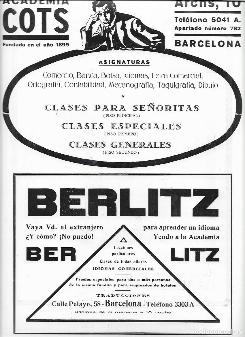 Collectionnisme: A&Ntilde;O 1924 1925 RECORTE PRENSA PUBLICIDAD EDUCACION ACADEMIA BERLITZ ESCUELA DE IDIOMAS BCNA