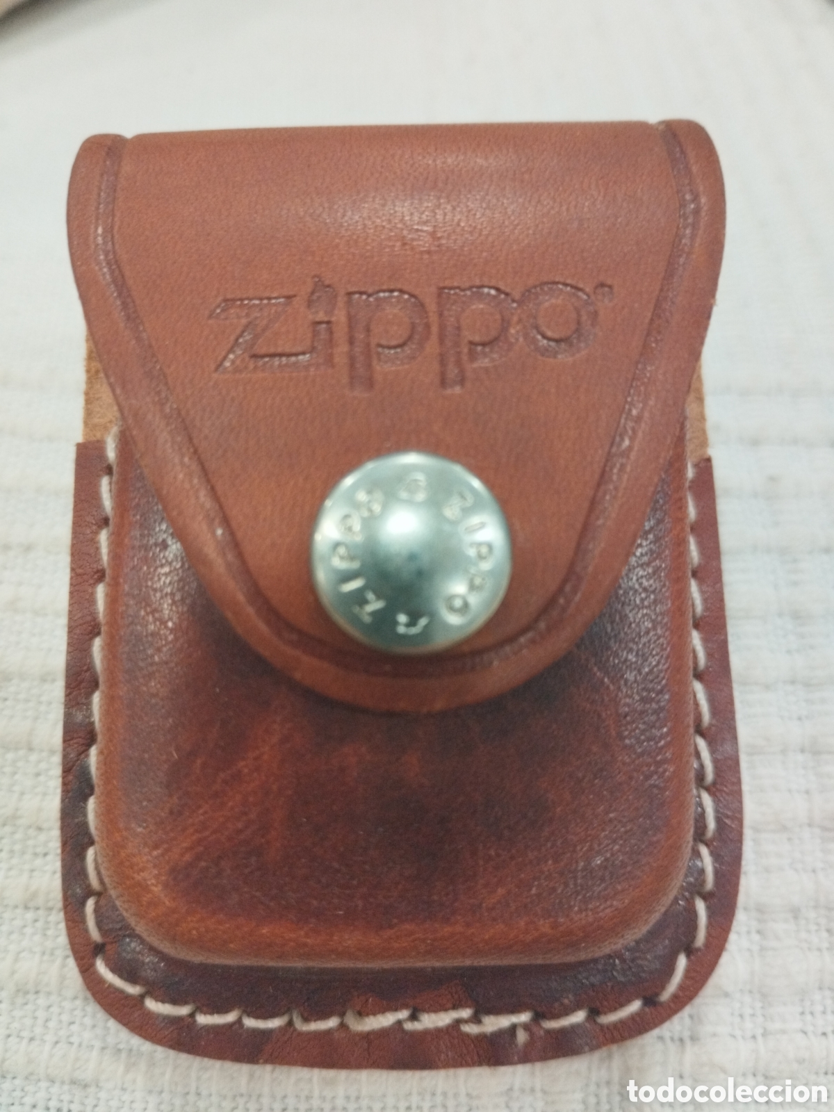 Coleccionismo: ZIPPO funda de piel marr&oacute;n - Foto 2