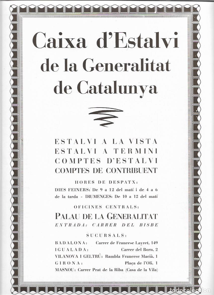 Collecting paper: A&Ntilde;O 1931 1932 RECORTE PRENSA PUBLICIDAD CAJA AHORROS CAIXA ESTALVI DE LA GENERALITAT DE CATALUNYA