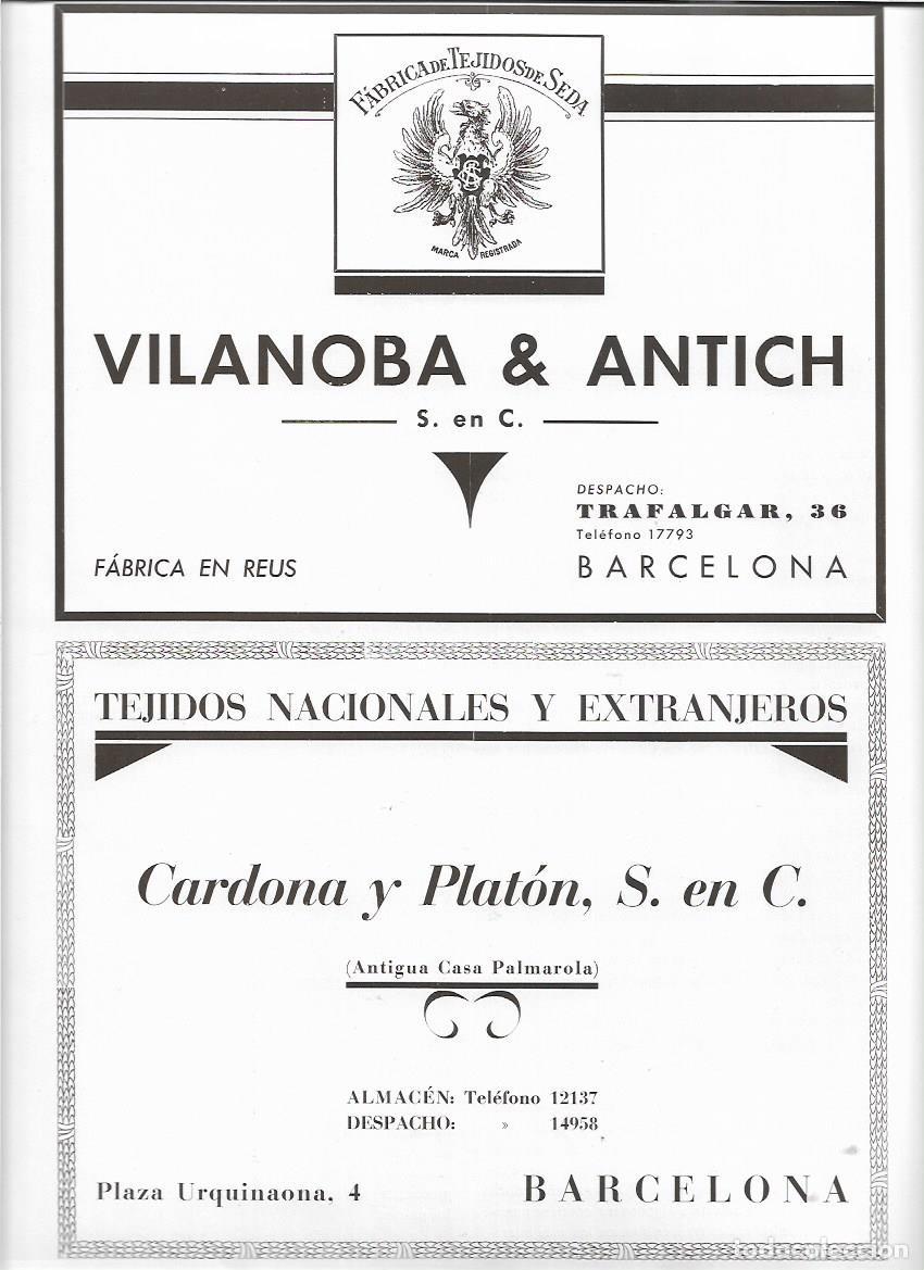 Coleccionismo: &Ntilde;O 1931 1932 RECORTE PRENSA PUBLICIDAD CARDONA PLATON ANTIGUA CASA PALMAROLA TEJIDOS BCNA