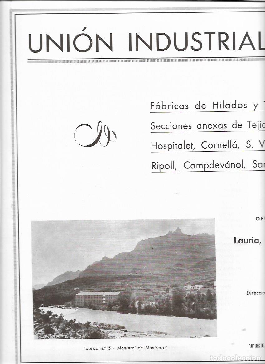 Collezionismo: 1931 1932 RECORTE PRENSA PUBLICIDAD UNION INDUSTRIAL ALGODONERA FABRICA TEXTIL MONISTROL HOSPITALET