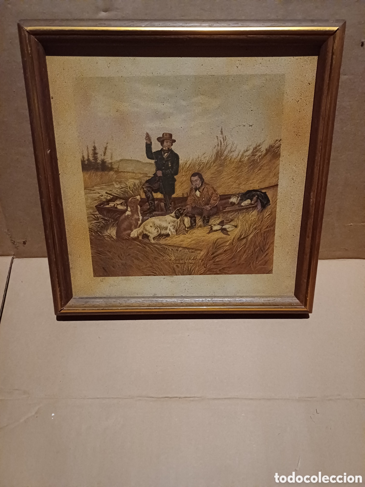 Coleccionismo: Azulejo Currier & Ives Caza pato salvaje Wipd Duck Shooting escena campestre ceramica italiana