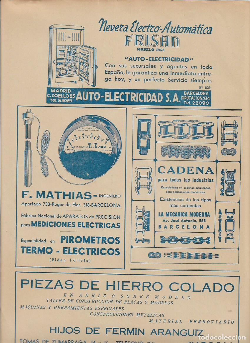 Coleccionismo: A&Ntilde;O 1944 PUBLICIDAD F MATHIAS BARCELONA MEDICIONES ELECTRICAS PIROMETRO TERMO ELECTRICO PRECISION