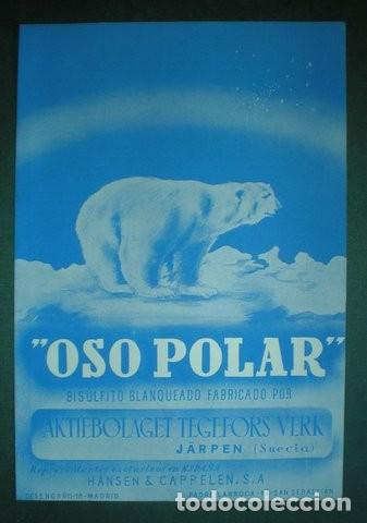 Colecionismo: L&Aacute;MINA PUBLICITARIA 'OSO POLAR' Bisulfito blanqueado. A&ntilde;os 40. 33x22'5