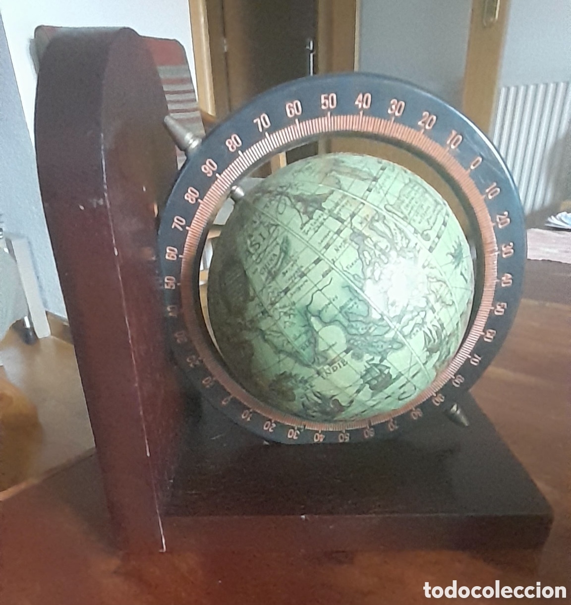 Coleccionismo: Sujeta libros madera globos terr&aacute;queos - Foto 3