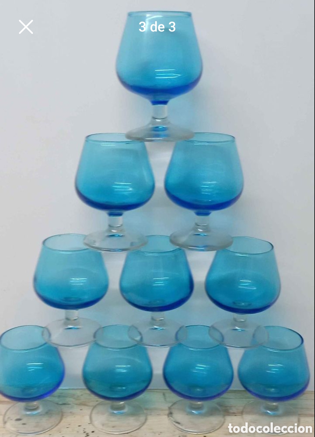 Coleccionismo: Vajilla Copas cristal azul - Foto 1