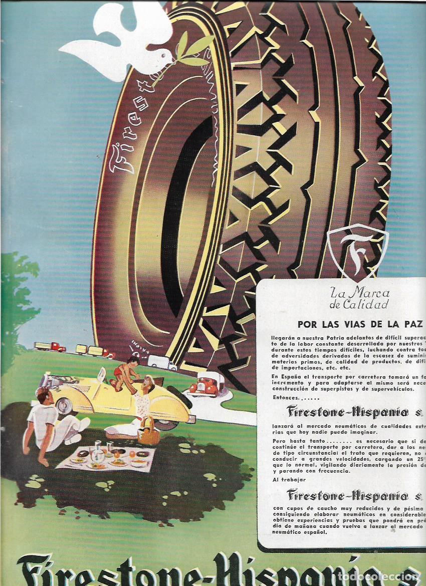 Collectionnisme: A&Ntilde;O 1944 PUBLICIDAD FIRESTONE HISPANIA NEUMATICOS RUEDAS COCHE AUTOMOVIL