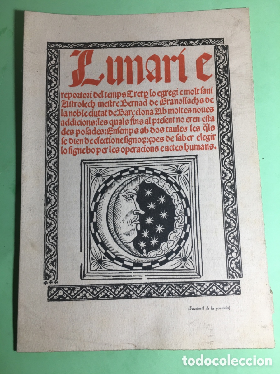 Coleccionismo: 1948 PUBLICITAT LES BELLES EDICIONS DEL FACS&Iacute;MIL DEL &lsquo;&rsquo;LUNARI&rsquo;&rsquo; D&rsquo;EN BERNAT DE GRANOLLACS 1513