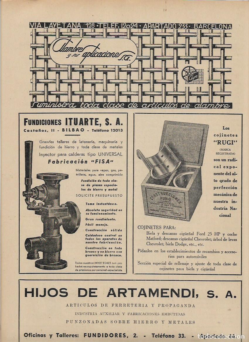 Colecionismo: A&Ntilde;O 1944 PUBLICIDAD FUNDICION FUNDICIONES ITUARTE BILBAO CALDERA FABRICACION FISA TALLER LATONERIA