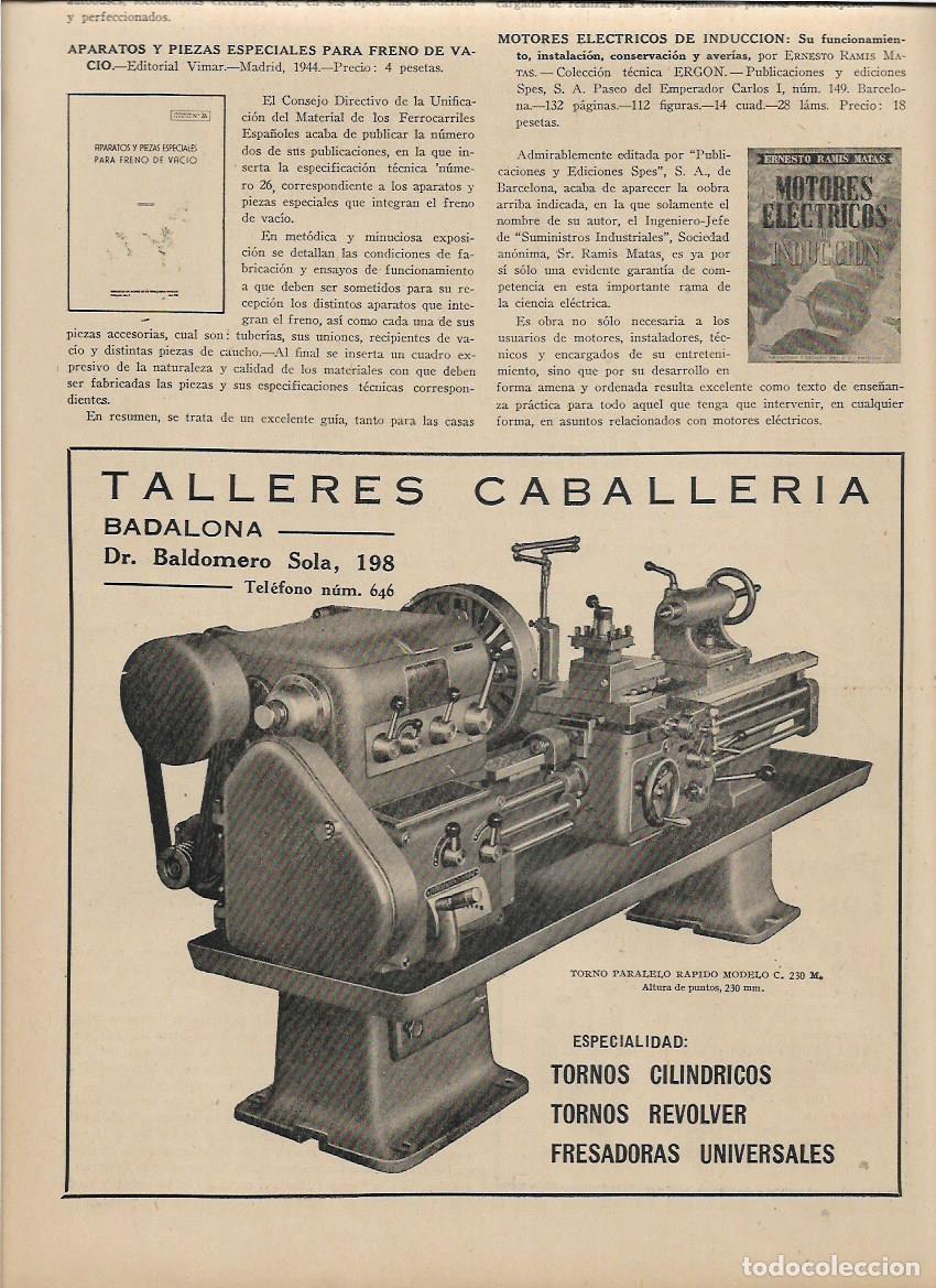 Collectionnisme: A&Ntilde;O 1944 PUBLICIDAD TALLER TALLERES CABALLERIA BADALONA MAQUINARIA TORNO FRESADORA