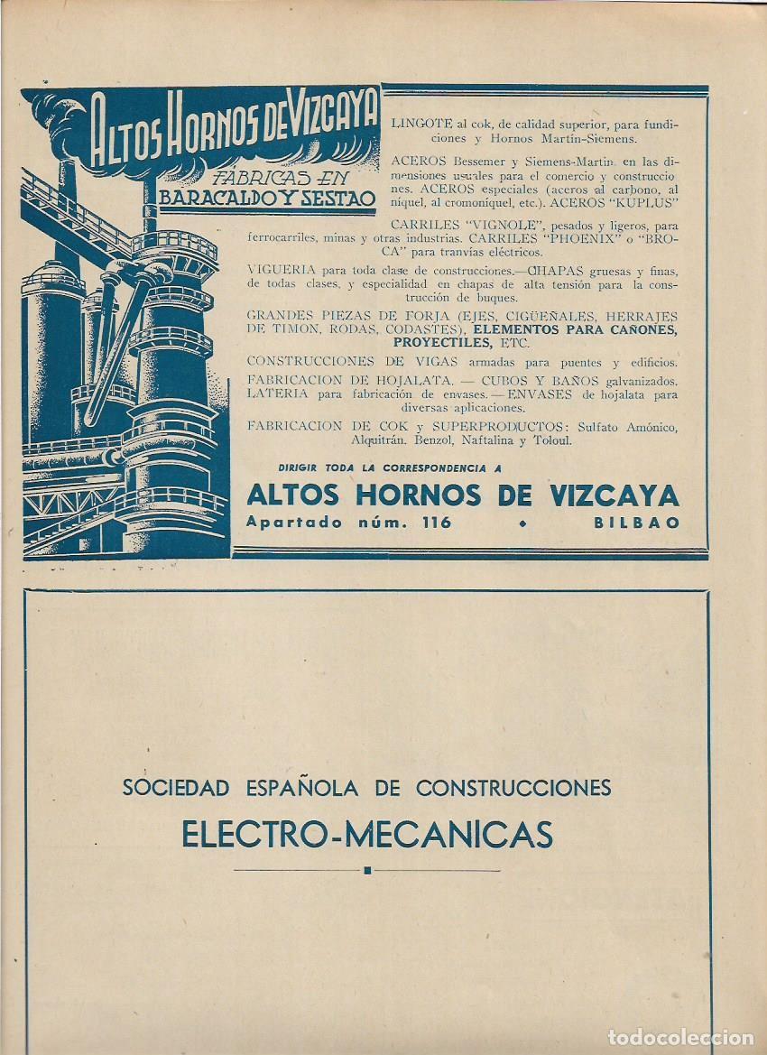 Collezionismo: A&Ntilde;O 1944 PUBLICIDAD ALTOS HORNOS DE VIZCAYA BARACALDO SESTAO BILBAO HOJALATA LINGOTES PIEZAS