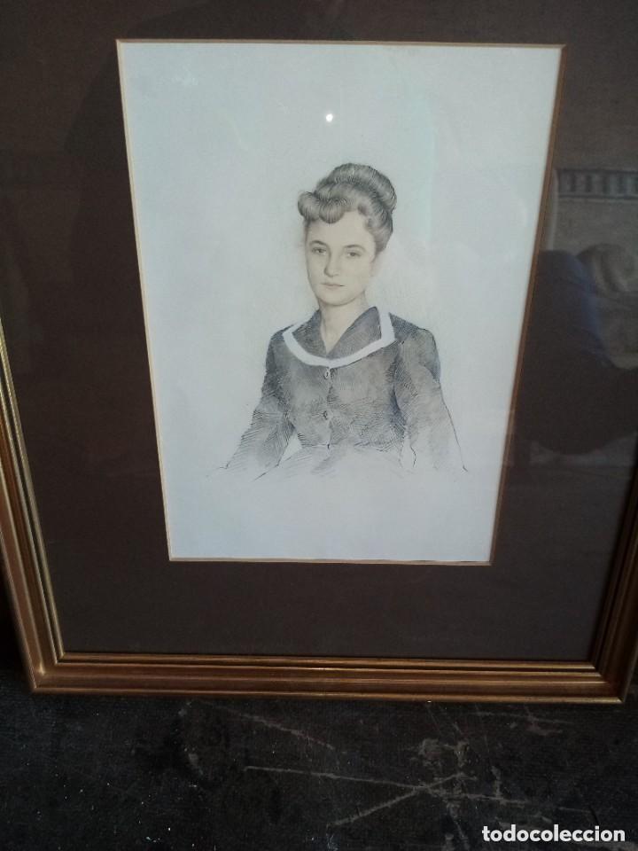 Coleccionismo: cuadro retrato se&ntilde;ora - Foto 1