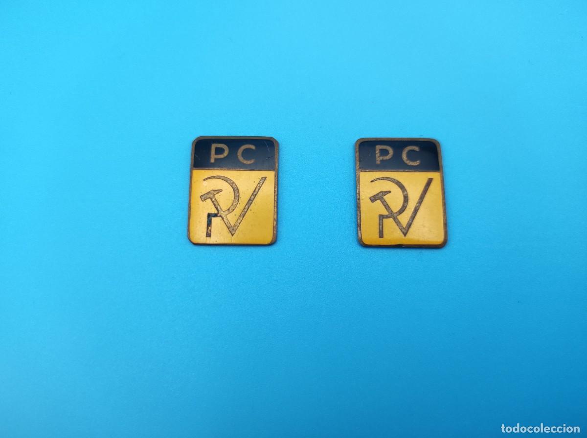 Collezionismo: Lote 2 chapas / placas PCPV Partido Comunista Pais Valencia