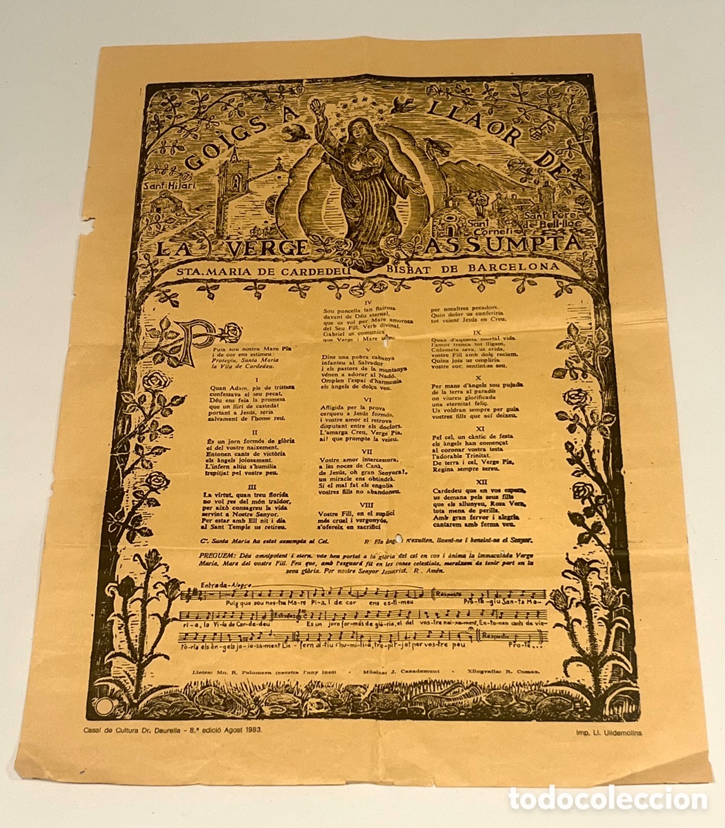 Coleccionismo: GOIGS A LLAOR DE LA VERGE ASSUMPTA - STA MARIA DE CARDEDEU - 8&ordm; EDICI&Oacute; 1983