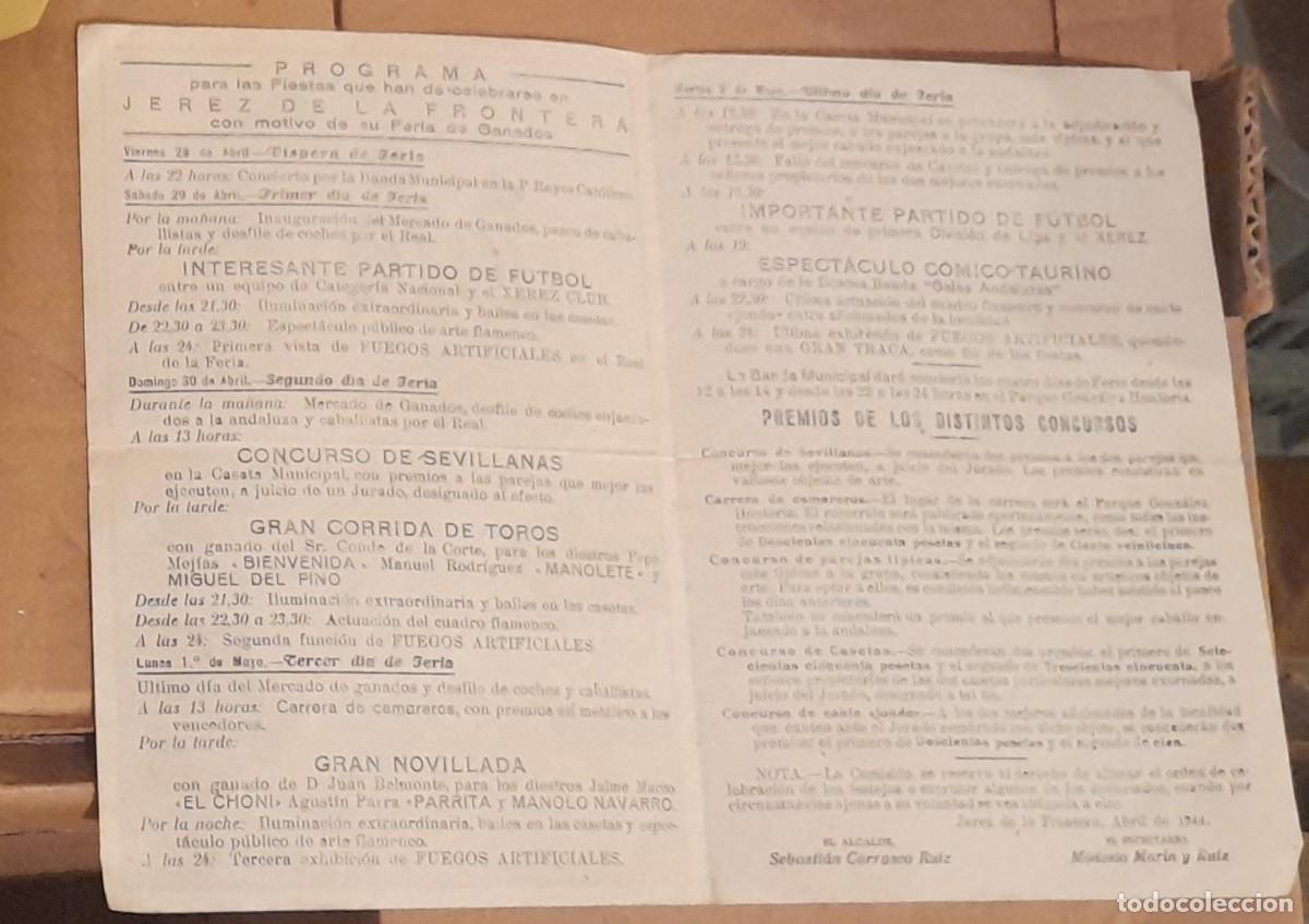 Coleccionismo: PROGRAMA DE LA FERIA DE JEREZ DE 1944 - Foto 3