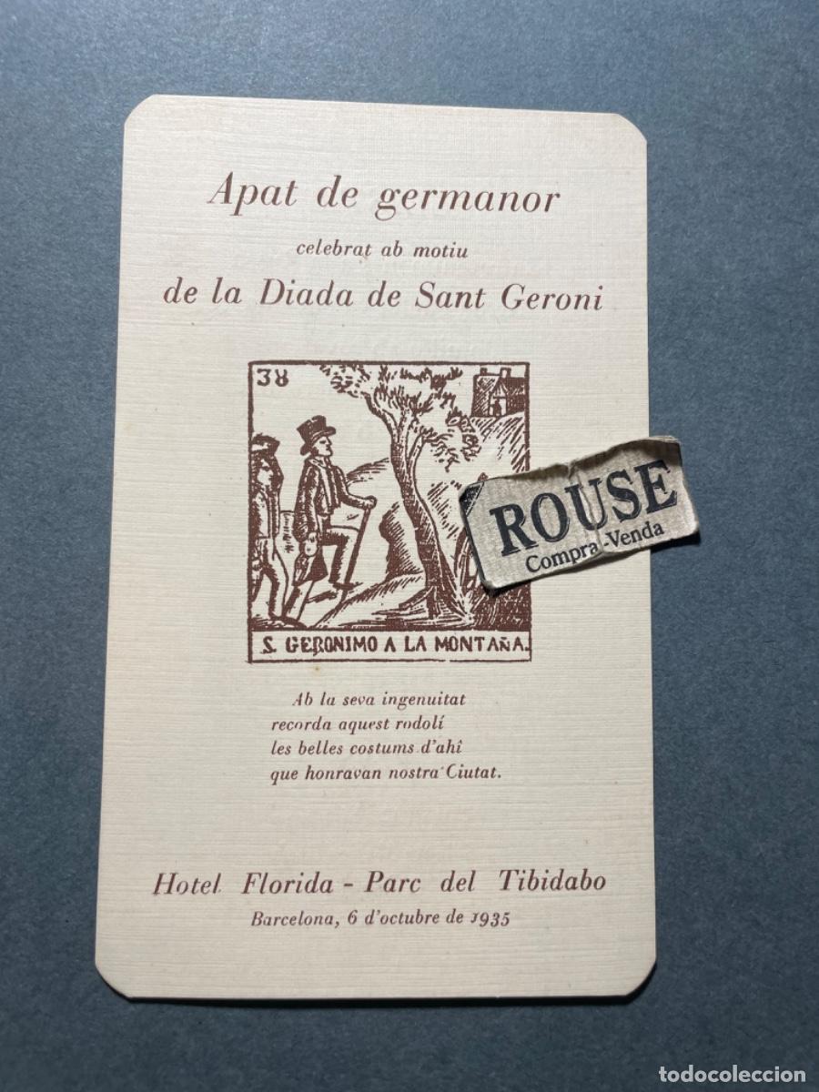 Coleccionismo: ANTIGUO MENU PATRON DE LOS LIBREROS DE LANCE APAT DE GERMANOR CELEBRAT AMB MOTIU DIADA DE S. GERONI