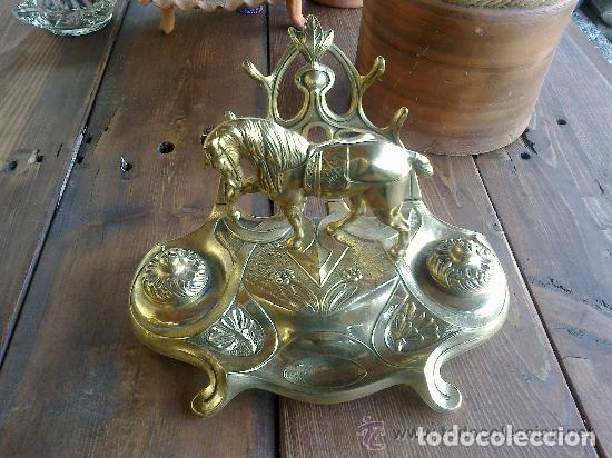 Coleccionismo: tintero de bronce,antiguo, en perfecto estado impecable. - Foto 1