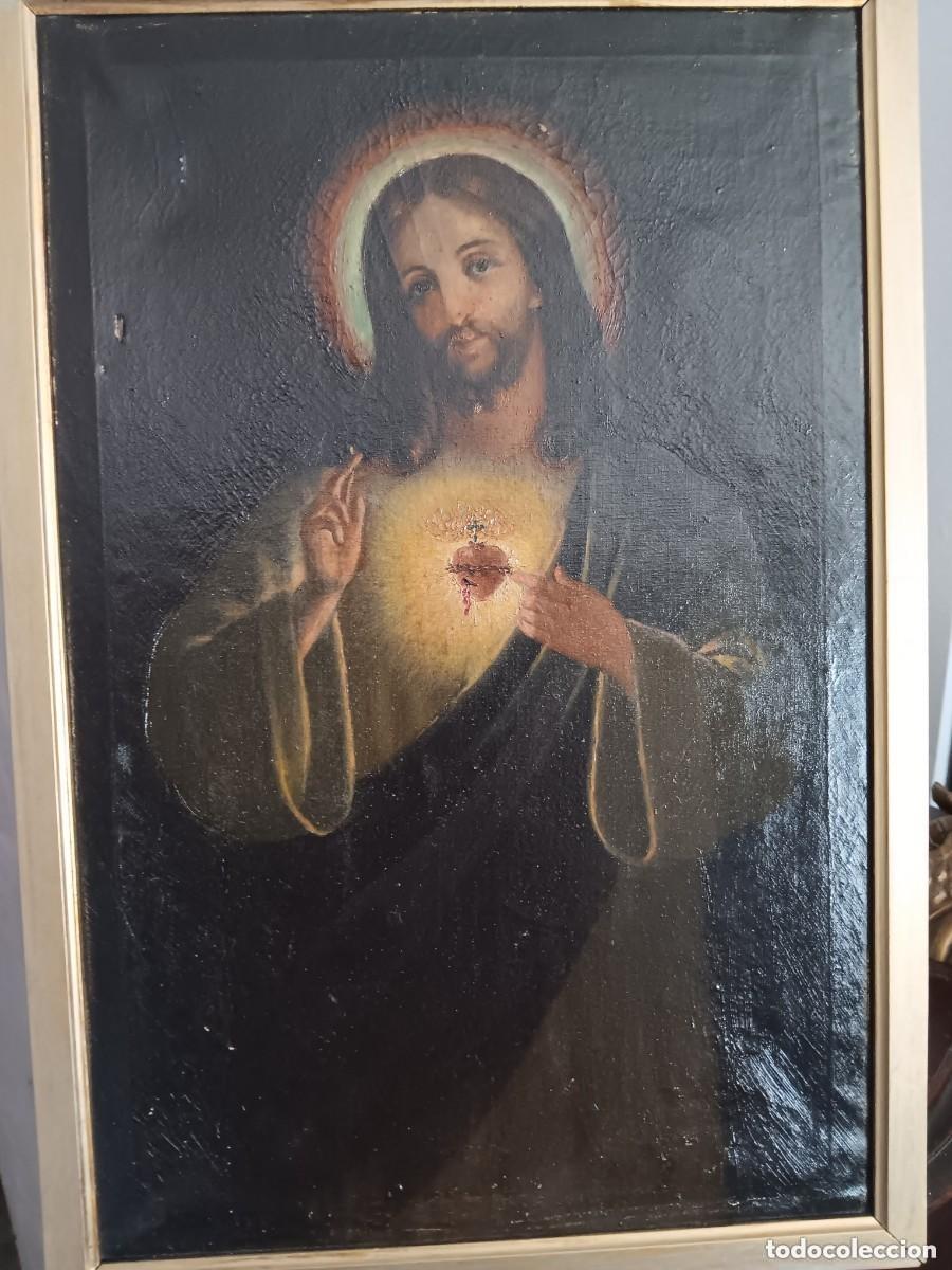 Colecionismo: Oleo sagrado corazon antiguo