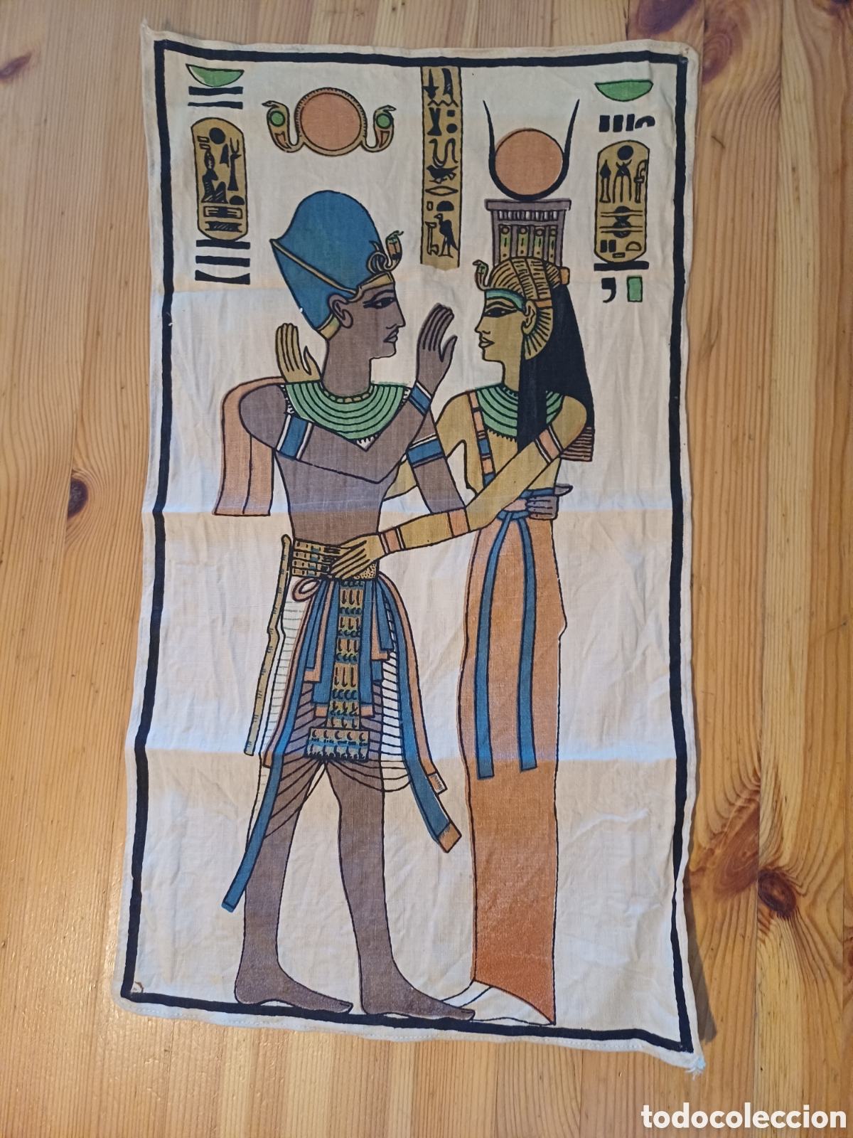 Coleccionismo: Tela con escena papiro egipcio dioses Egipto 31-32x55cm