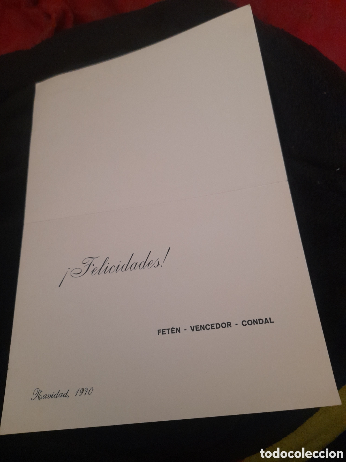 Collezionismo: Antigua tarjeta de felicitaci&oacute;n Navide&ntilde;a, Tabacos, Feten, Vencedor, Condal