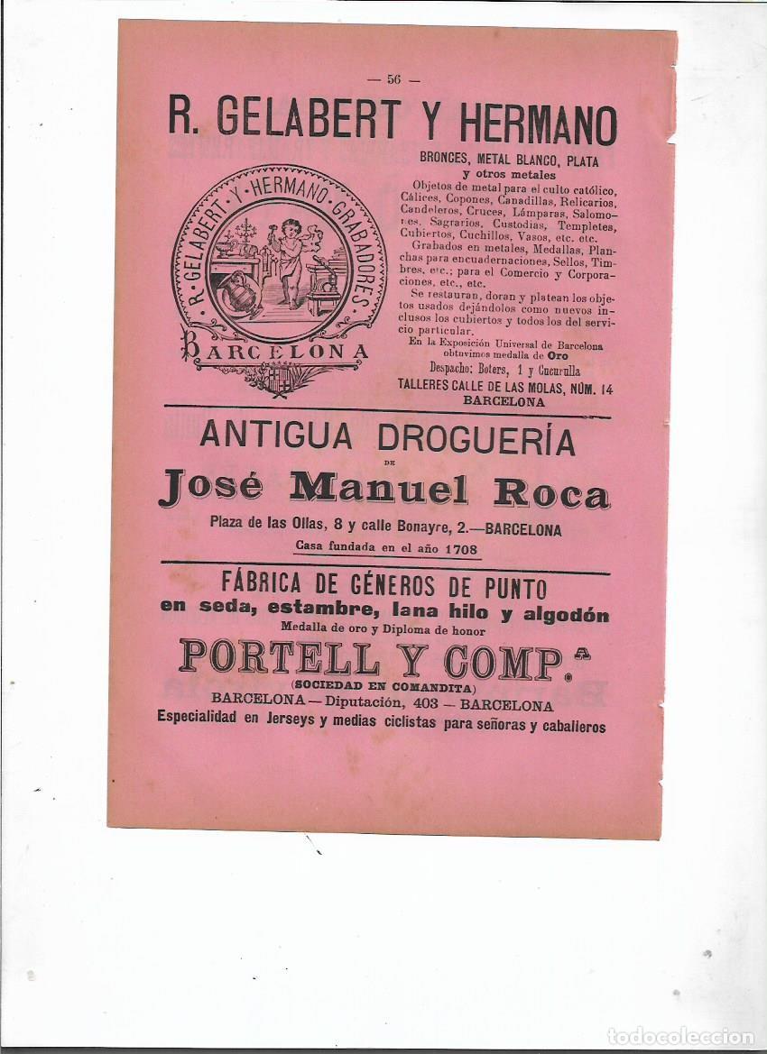 Collecting paper: A&Ntilde;O 1898 PUBLICIDAD JOSE MANUEL ROCA ANTIGUA DROGUERIA BARCELONA