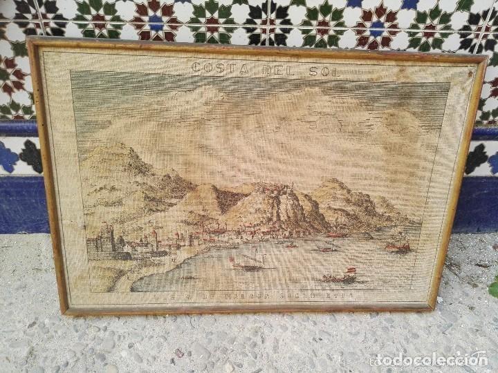 Coleccionismo: cuadro en tela costal del sol - Foto 1