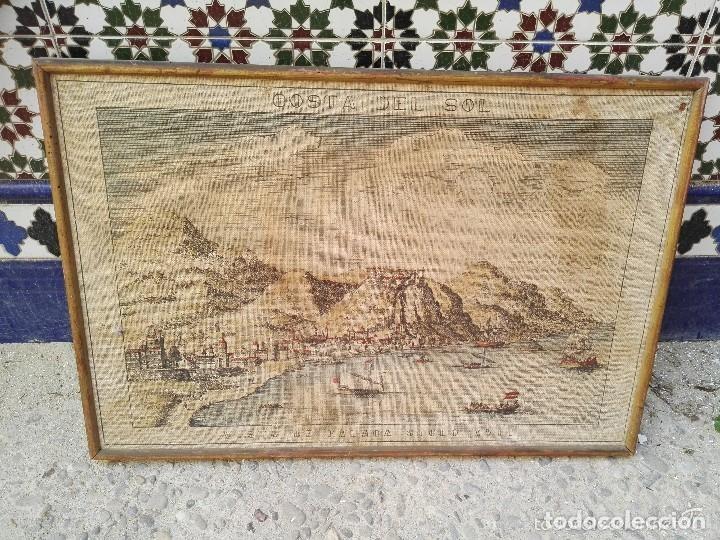 Coleccionismo: cuadro en tela costal del sol - Foto 2