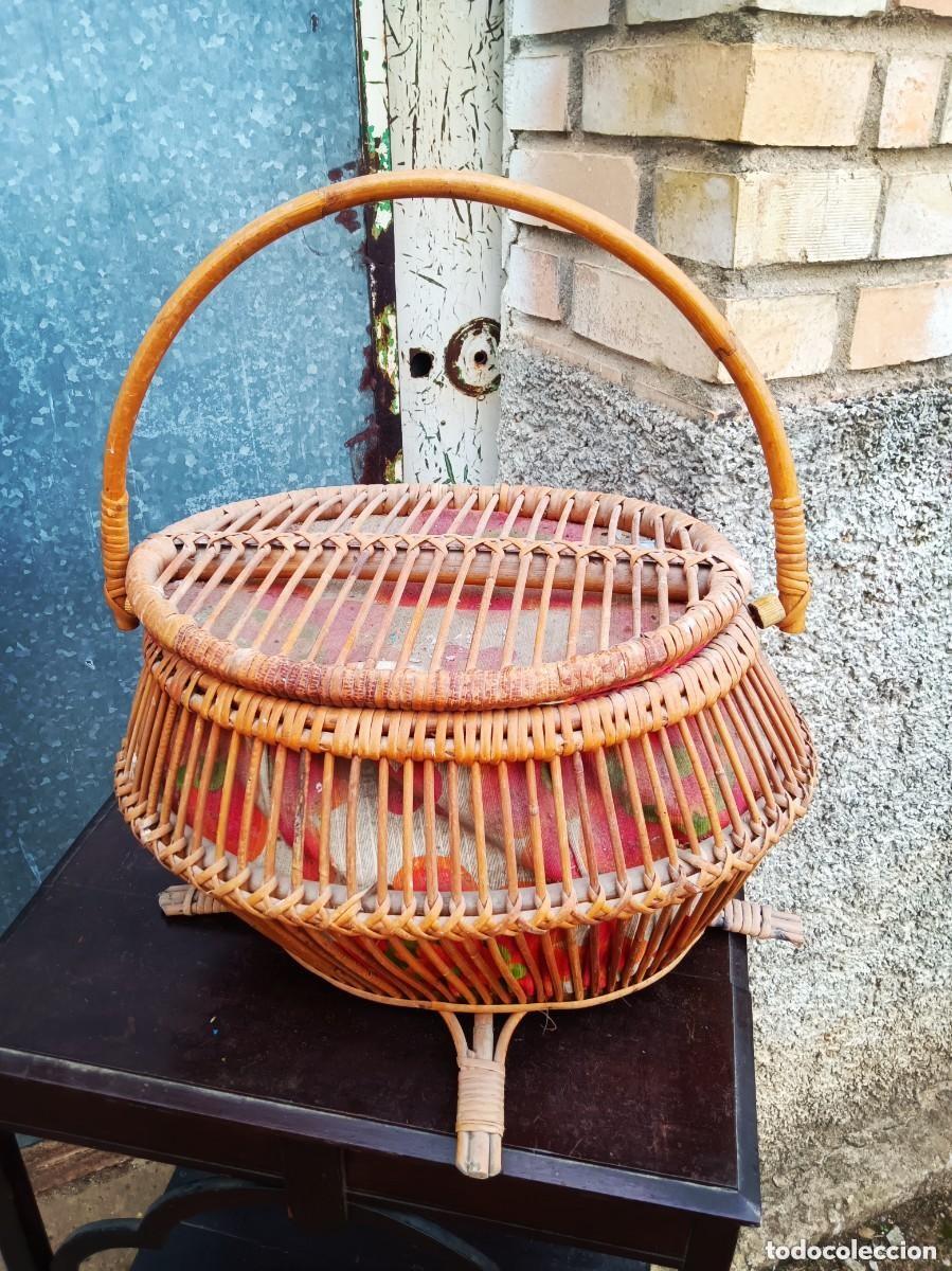Coleccionismo: Cesta de mimbre antigua - Foto 1