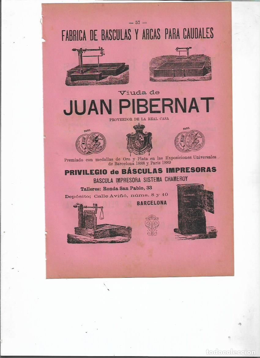 Sammelleidenschaft Papier: A&Ntilde;O 1898 PUBLICIDAD JUAN PIBERNAT BCNA FABRICA ARCAS CAJAS CAUDALES PRIVILEGIO BASCULAS IMPRESORAS