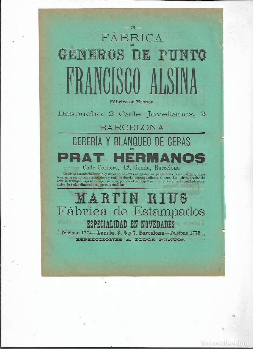 Collectionnisme: A&Ntilde;O 1898 PUBLICIDAD MARTIN RIUS BARCELONA FABRICA ESTAMPADOS ESPECIALIDAD EN NOVEDADES
