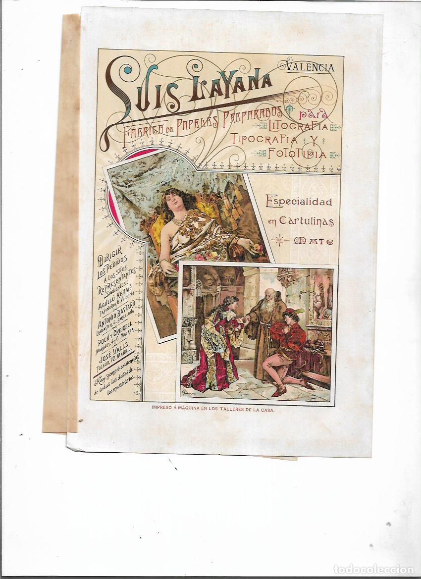 Colecionismo: A&Ntilde;O 1898 PUBLICIDAD LUIS LAYANA VALENCIA LITOGRAFIA TIPOGRAFIA FOTOTIBIA FABRICA PAPEL CARTULINAS