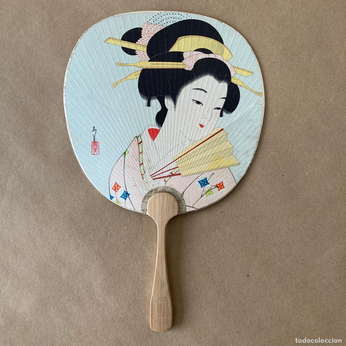 Coleccionismo: ABANICO PAIPAI ORIGEN JAPON&Eacute;S PAI PAI UCHIWA BAMB&Uacute; UKIYO-E GEISHA - MADE IN JAPAN