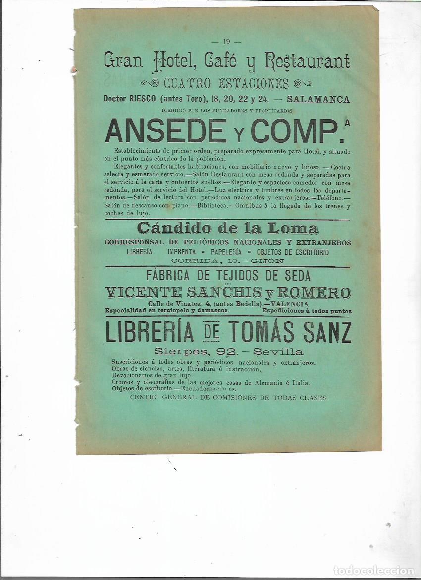 Coleccionismo: A&Ntilde;O 1898 PUBLICIDAD TOMAS SANZ LIBRERIA SEVILLA LIBROS PERIODICOS DEVOCIONARIOS CROMOS