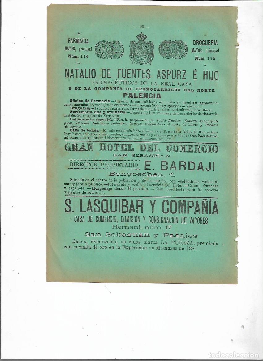 Coleccionismo: A&Ntilde;O 1898 PUBLICIDAD S LASQUIBAR Y COMPA&Ntilde;IA SAN SEBASTIAN PASAJES BANCA EXPORTACION VINO LA PUREZA