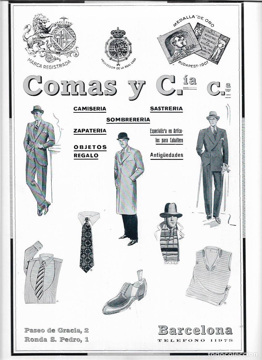 Collezionismo: A&Ntilde;O 1928 PUBLICIDAD COMAS Y COMPA&Ntilde;IA BCNA COMERCIO MODA CAMISERIA SASTRERIA SOMBRERERIA PREMIOS