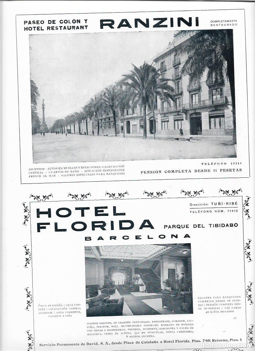 Coleccionismo: A&Ntilde;O 1928 PUBLICIDAD HOTEL RANZINI RESTAURANTE PASEO DE COLON BARCELONA