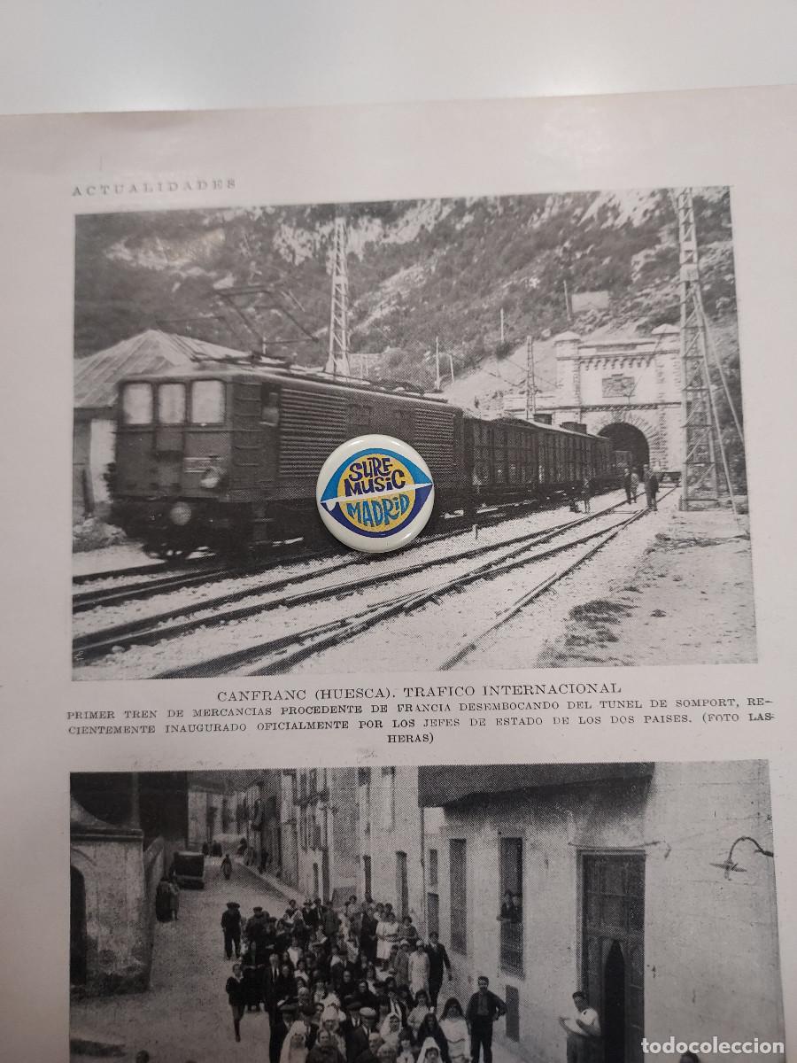 Coleccionismo: HBYN Recorte revista a&ntilde;o 1928. CANFRANC PRIMER TREN DE FRANCIA. CASTELLBISBAL FIESTA. 1 hoja