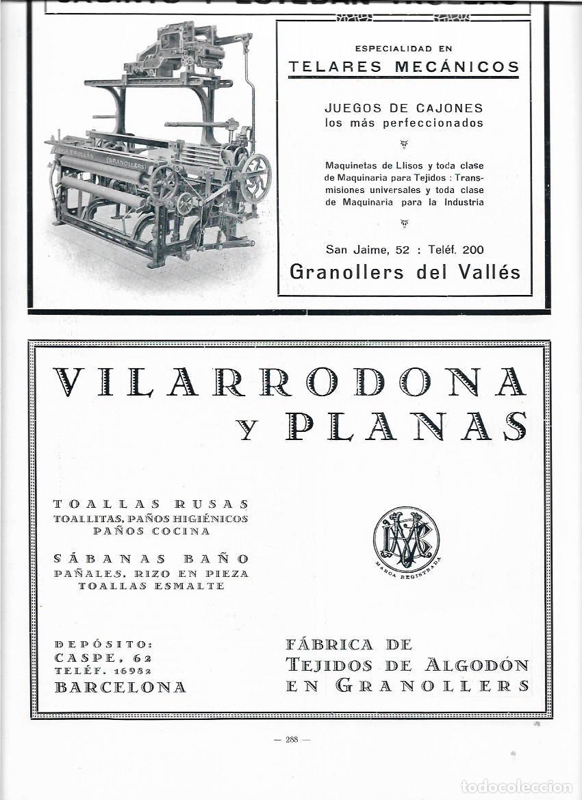 Collezionismo: A&Ntilde;O 1928 PUBLICIDAD VILARRODONA Y PLANAS GRANOLLERS FABRICA TEJIDOS ALGODON TOALLAS SABANAS TEXTIL