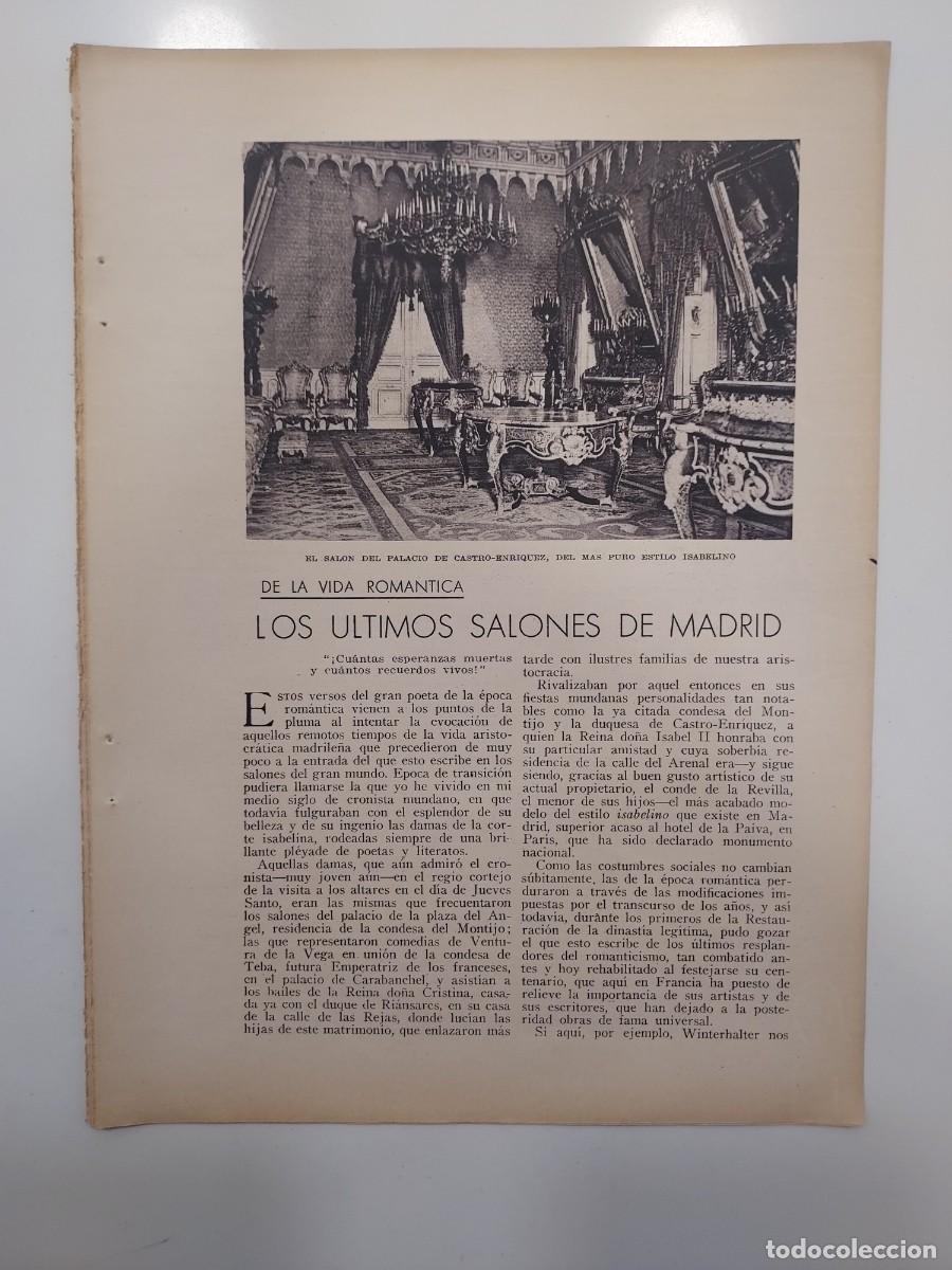 Collecting paper: HBYN Recorte revista a&ntilde;o 1931. LOS &Uacute;LTIMOS SALONES DE MADRID (Vida Rom&aacute;ntica). Monte-Cristo. 2 hojas