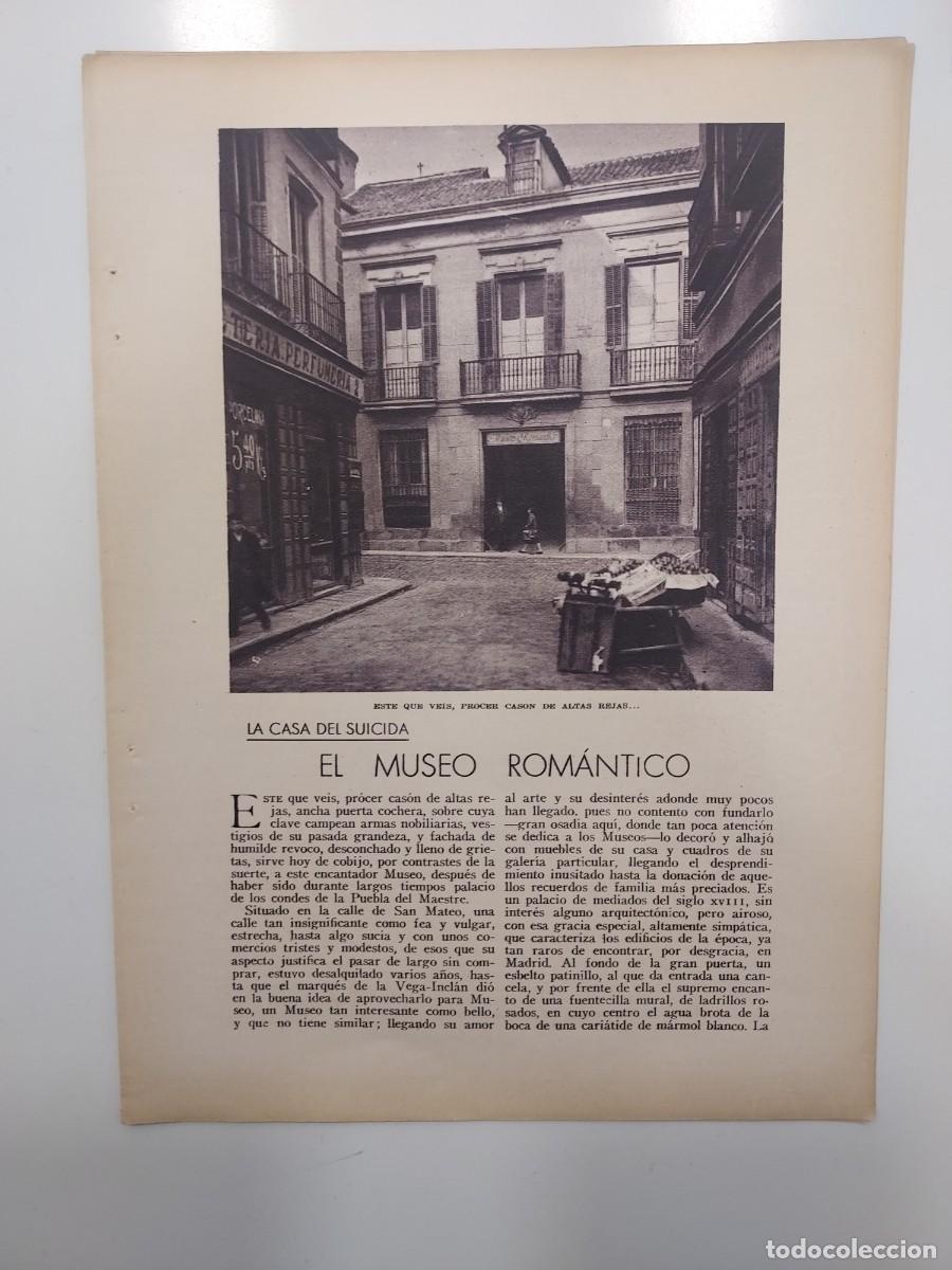 Coleccionismo: HBYN Recorte revista a&ntilde;o 1931. EL MUSEO ROM&Aacute;NTICO, LA CASA DEL SUICIDA. Juan Soler Puchol. 3 hojas