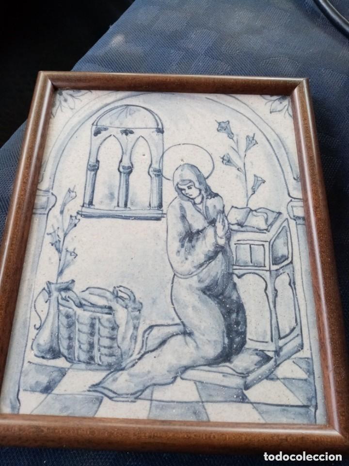 Coleccionismo: azulejo antiguo enmarcado