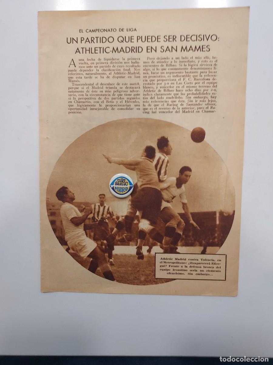 Sammelleidenschaft Papier: HBYN Recorte revista a&ntilde;o 1936. ATHLETIC BILBAO-MADRID FOTO ALINEACI&Oacute;N REAL MADRID FUTBOL. 2 HOJAS
