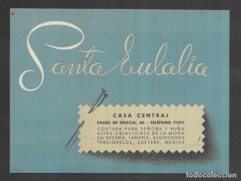 Coleccionismo: Tarjeta Publicitaria. Santa Eulalia. costura para se&ntilde;ora y ni&ntilde;a.